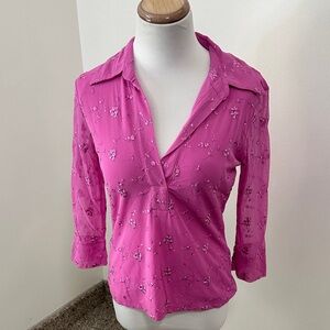 👒 INC 3/4 Sleeve Embroidered Blouse